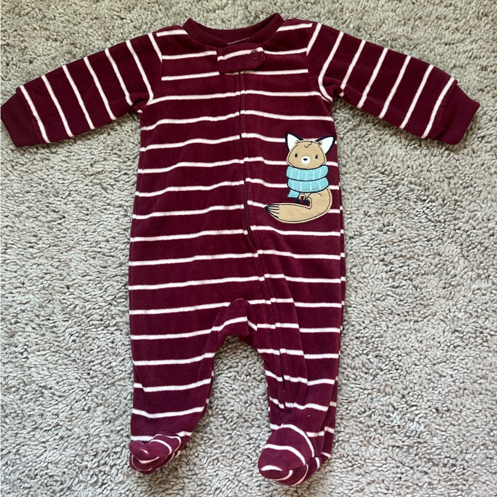 Carter's Burgundy Striped Footie with Fox